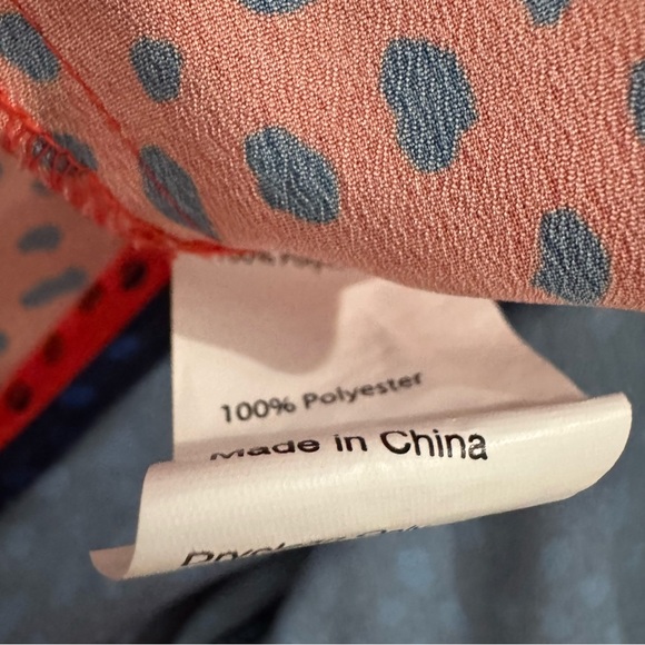 DEREK LAM Collective Handkerchief Dress Womens 38 US 6 Red Blue Midi Ruffle - Picture 7 of 7